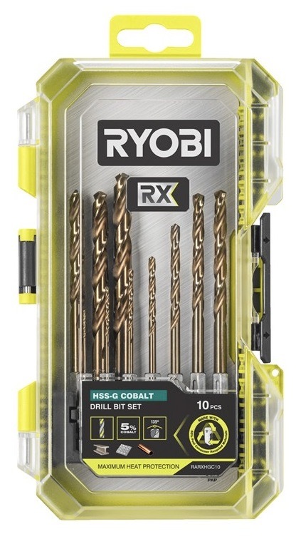 Súprava vrtákov Ryobi z kvalitnej ocele, max. priemer 8 mm