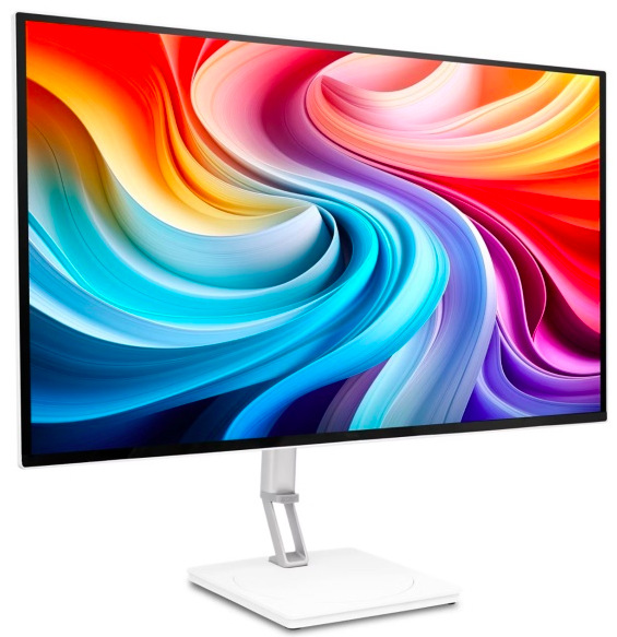 Monitor Acer CE270U X 26,5" z ľavého predného pohľadu s bielym stojanom