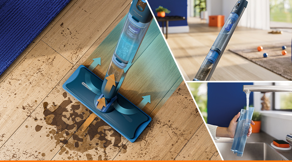 Elektrický mop Philips XV5113/01 OneUp a jeho nádržka na vodu a ako vytiera nečistoty
