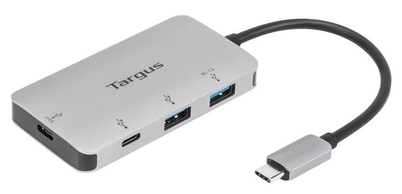 USB Hub Targus USB-C na 2 porty USB-A a 2 porty USB-C strieborný