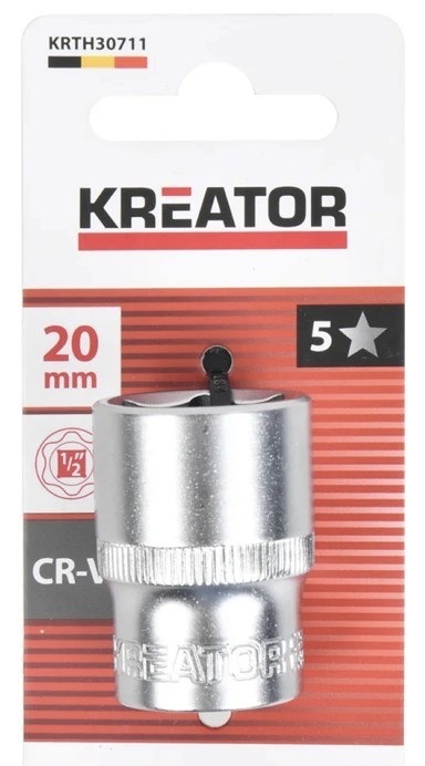 Nástrčná hlavica Kreator s rozmerom 20 mm, kvalitná oceľ