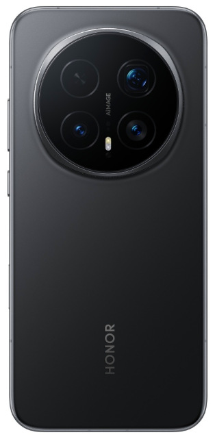 Mobilný telefón HONOR Magic8 Pro 5G 12 GB / 512 GB čierny Zadná strana mobilného telefónu HONOR Magic8 Pro v čiernej farbe s kruhovým modulom fotoaparátu