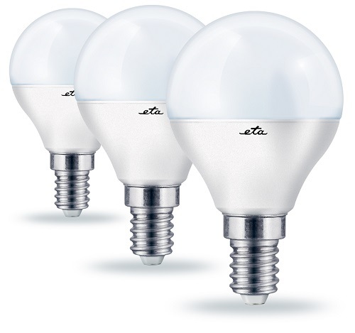 LED žiarovka ETA EKO LEDka mini globe 7W, E14, teplá biela, 3ks Žiarovka EETAP45W7WW3P, teplá biela