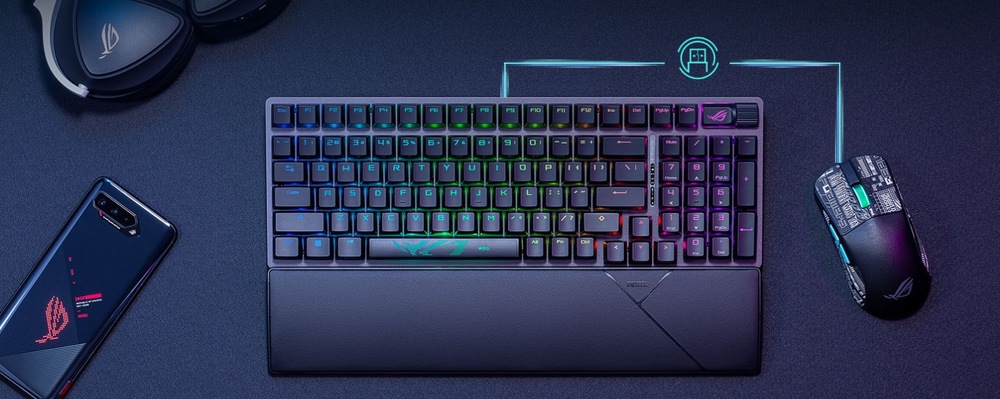 Klávesnica Asus ROG Strix Scope II 96 Wireless (ROG NX Snow), CZ/SK čierna Klávesnica Asus ROG Strix Scope II 96 Wireless (ROG NX Snow), CZ/SK čierna