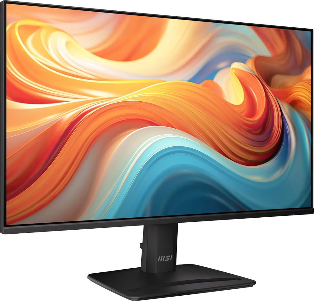 Monitor MSI PRO MP242 E14C čierny Zapnutý monitor MSI PRO MP242 E14C otočený doprava
