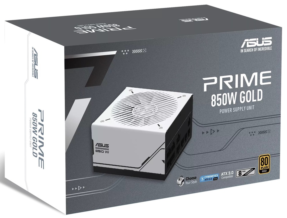 Škatuľa s balením zdroja Asus Prime AP-850W 80+ Gold.
