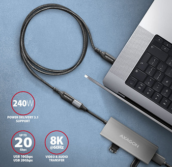 Axagon USB-C vidlica/zásuvka USB-C