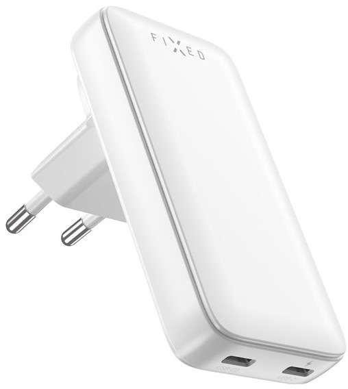 Cestovný adaptér FIXED Slim Traveller, 2x USB-C 45W - biely