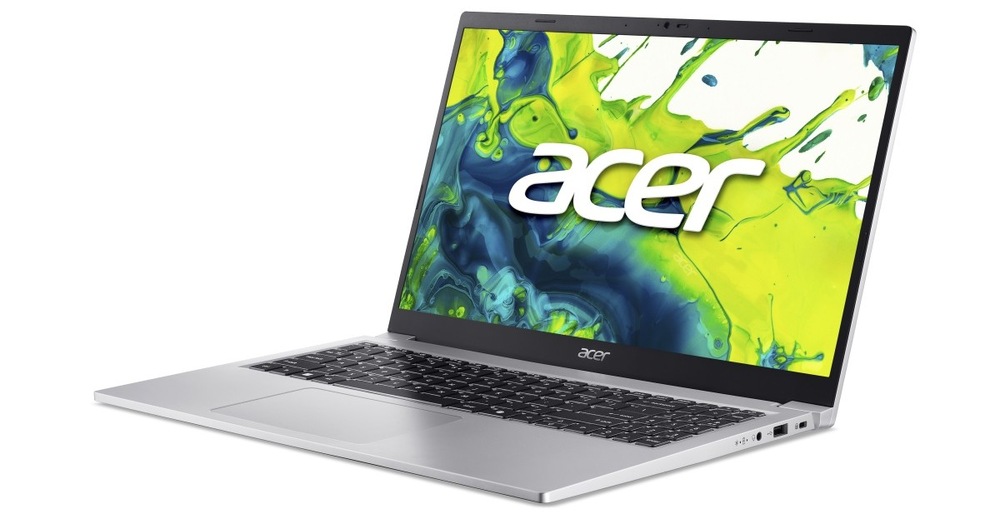Notebook Acer Aspire Lite 15 (AL15-33P-3170) strieborný Otvorený a zapnutý notebook Acer Aspire Lite 15 otočený doľava