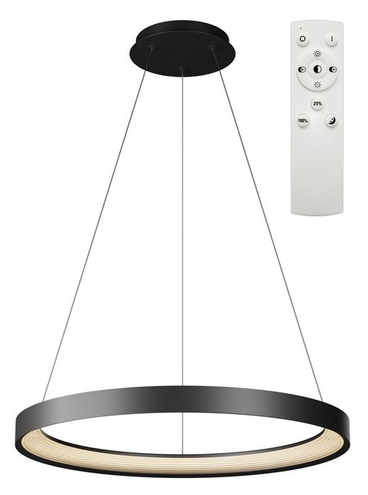Závesné svietidlo Top Light Orbit 50CZ RC, 40W, max.4000lm, stmievanie, 3000-6500K, diaľkové ovládanie, 50 cm čierne
