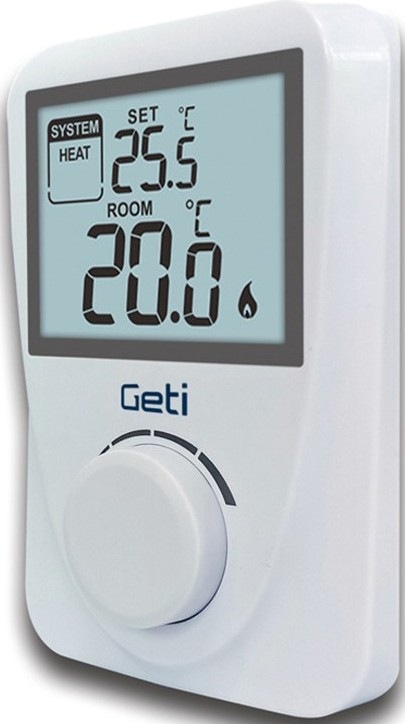 Termostat Geti GRT01, drôtový - biely