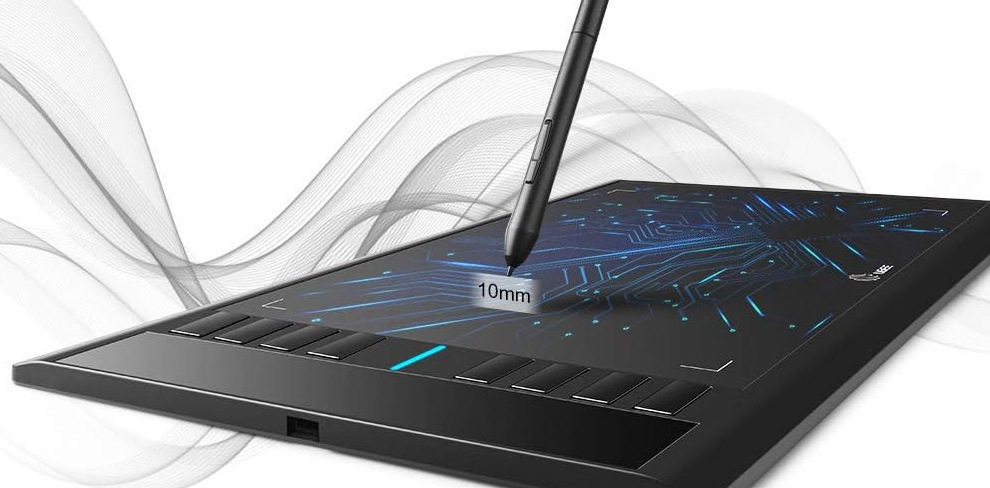 Grafický tablet UGEE M708 čierny Displej zvládne rozpoznať 8 192 úrovní citlivosti tlaku