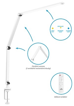 Stolná lampa ETA 2893 90010 stmievateľná, diaľkový ovládač, 10W biela Stolná lampa ETA 2893 90010 stmievateľná, diaľkový ovládač, 10W biela