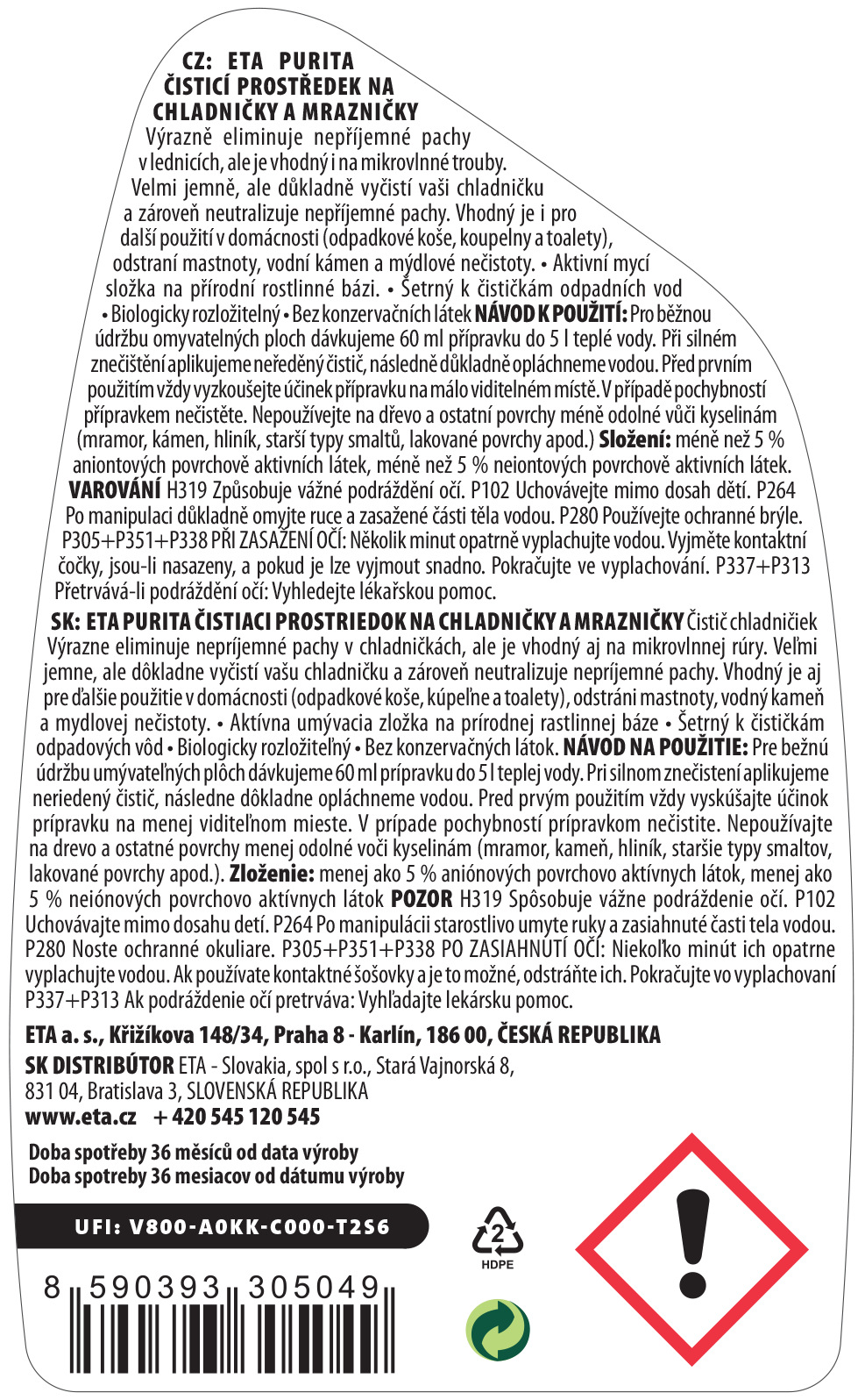 Čistiaci prostriedok na chladničky a mrazničky ETA PURITA 9959 90000 Čistiaci prostriedok na chladničky a mrazničky ETA PURITA 9959 90000
