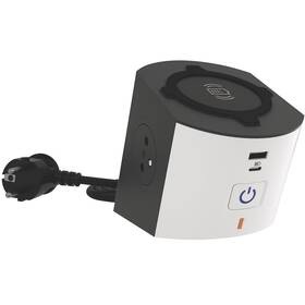 Kábel predlžovací Legrand 2x zásuvka, USB, bezdrôtové nabíjanie, 2m (L049412) čierny/biely
