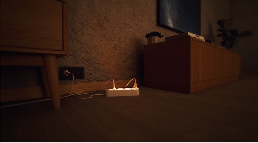 Kábel predlžovací Shelly Powerstrip 4,4x zásuvka s meraním spotreby, Wi-Fi biely Šikovný predlžovací na každej zásuvke Shelly Powerstrip so 4 zásuvkami zapojený v interiéri