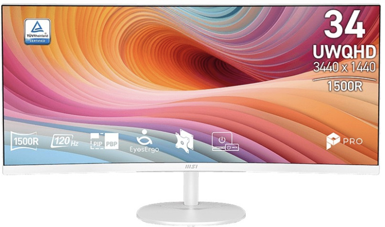 Monitor MSI PRO MP341CQW E12 34" v bielej farbe so zakrivenou UWQHD obrazovkou 1500R