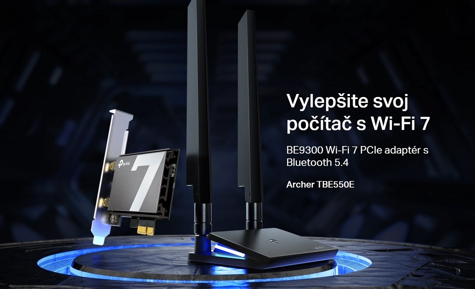 Sieťová karta TP-Link Archer TBE550E, BE9300 Wi-Fi 7 Bluetooth PCIe čierna Sieťová karta TP-Link Archer TBE550E, BE9300 Wi-Fi 7 Bluetooth PCIe čierna