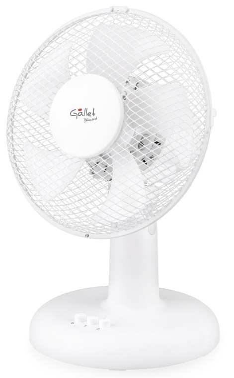 Biely stolný ventilátor Gallet VEN28 Blizzard s 2 rýchlosťami fúkania a funkciou oscilácie
