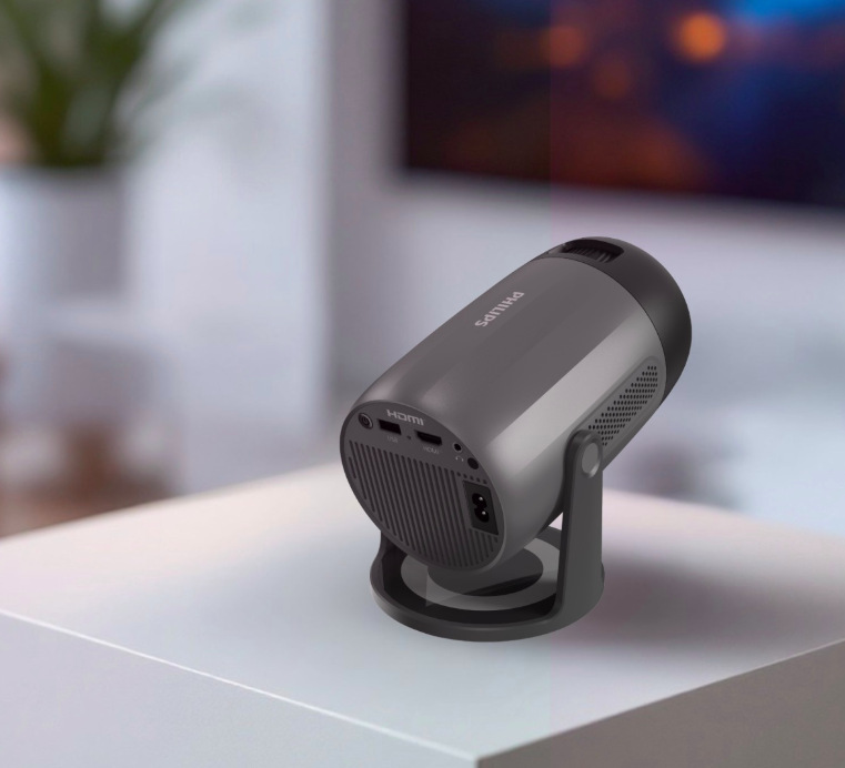 Zadná strana projektora Philips NeoPix 150 s HDMI portom, USB vstupom a napájaním
