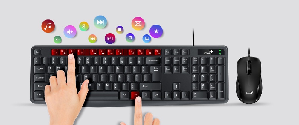 Klávesnica s myšou Genius KM-170, drôtový set, copilot, USB, CZ+SK layout čierna Genius KM-170 (31330006418)