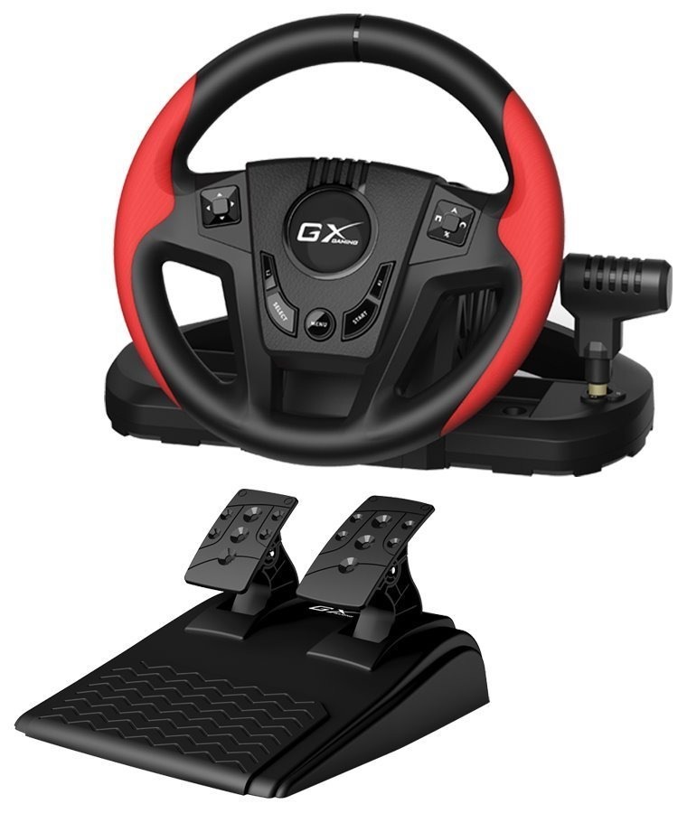 Volant Genius GX Gaming SpeedMaster pre PC a PS, USB + pedále, radiaca páka čierny/červený Genius GX Gaming SpeedMaster (31620003400)