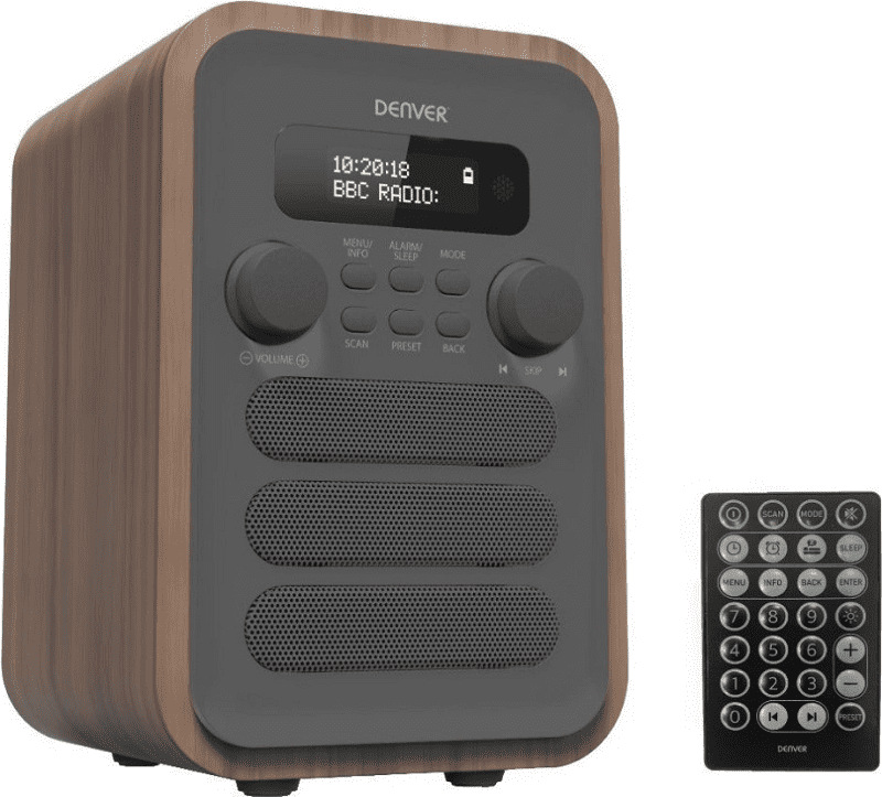 Rádioprijímač s DAB+ Denver DAB-48 sivý/hnedý Rádioprijímač s DAB+ Denver DAB-48 sivý/hnedý