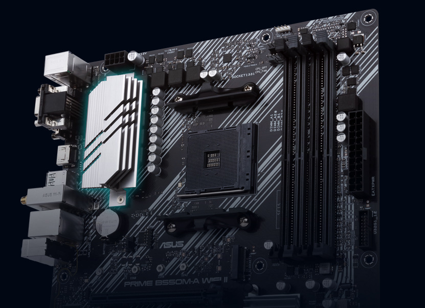 Základná doska Asus PRIME B550M-A Wi-Fi II Asus PRIME B550M-A exceluje aj chladením