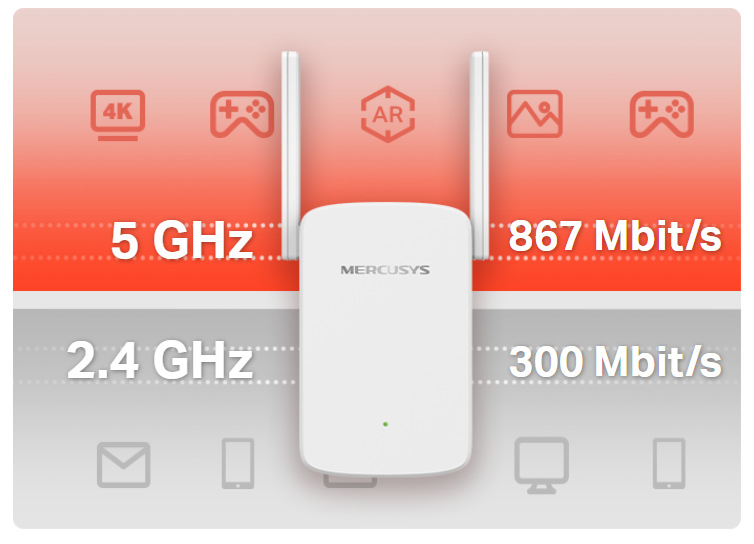 Wi-Fi extender Mercusys ME30, AC1200 biely
