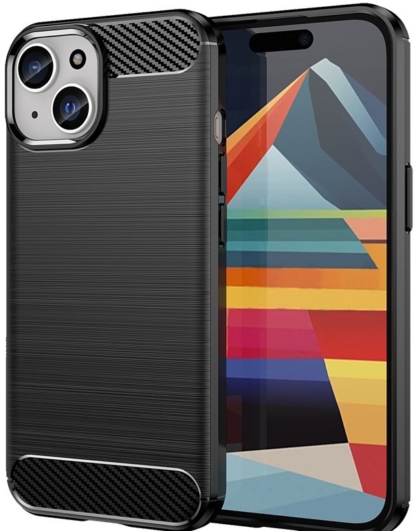 Kryt na mobil WG Carbon na Apple iPhone 15 - čierny