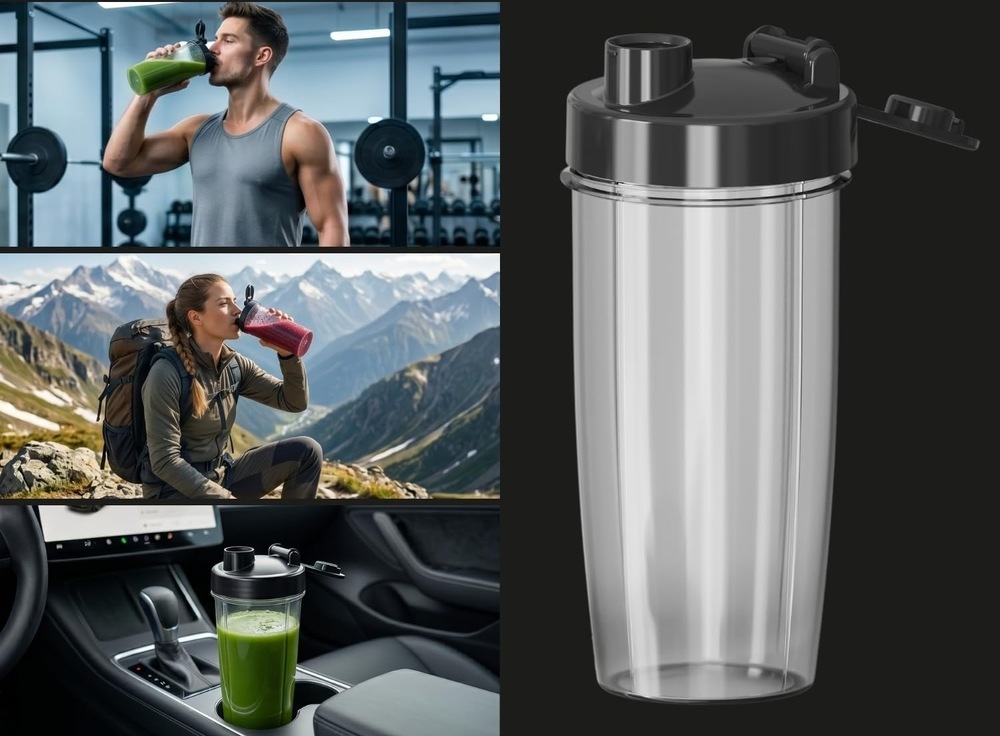 Stolný mixér Black+Decker BXJB1203E TO-GO čierny Pripravené smoothie či iný nápoj si zoberiete so sebou do práce, na cesty, na výlet či do fitness centra.