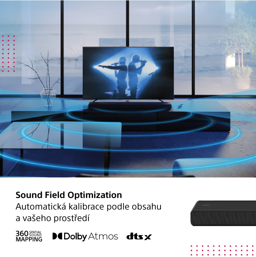 Soundbar Sony HT-A3000 čierny Soundbar Sony HT-A3000, optimalizácia zvuku