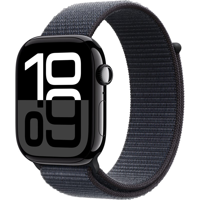 Inteligentné hodinky Apple Watch Series 10 GPS 46mm klavírno čierny hliník - atramentovo fialový prevliekaci športový remienok