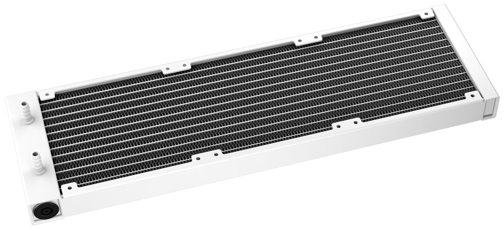 Vodný chladič DeepCool LE360 V2 White biely Na snímke je biely hliníkový radiátor.