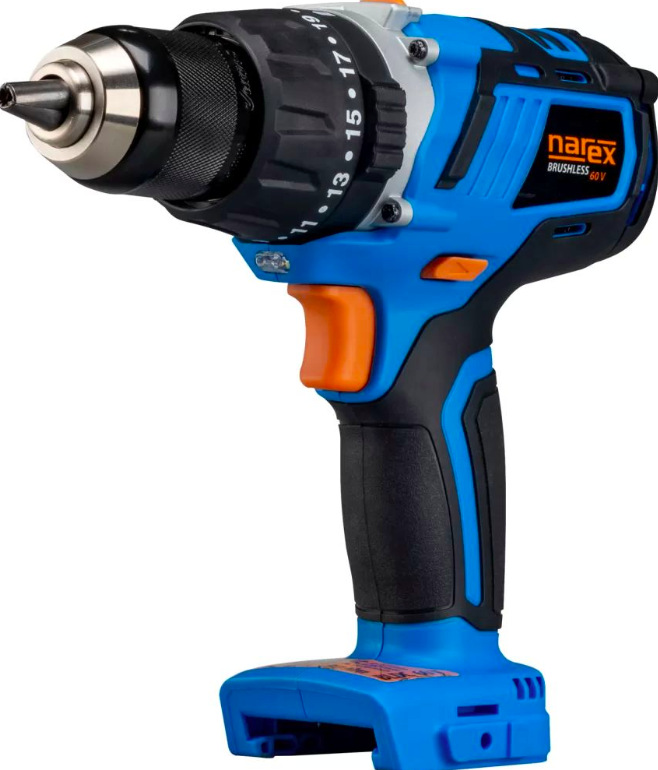 Detail rýchloupínacieho skľučovadla a prevodovky aku vŕtačky Narex ASP 600-2B 60 V