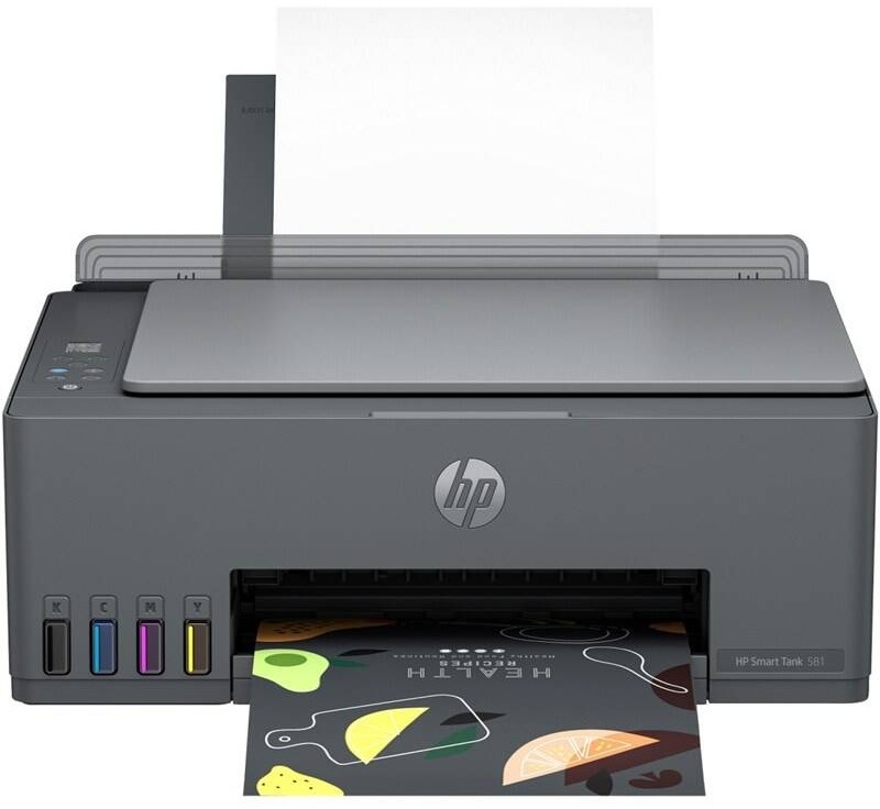 Multifunkčná tlačiareň HP Smart Tank 581 čierna s tankovým systémom.