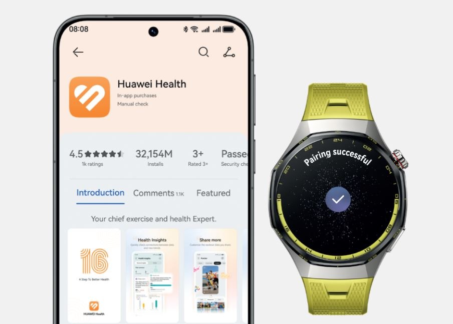 Chytré hodinky Huawei Watch GT 7 Pre prepojené s aplikáciou Huawei Health v mobilnom telefóne
