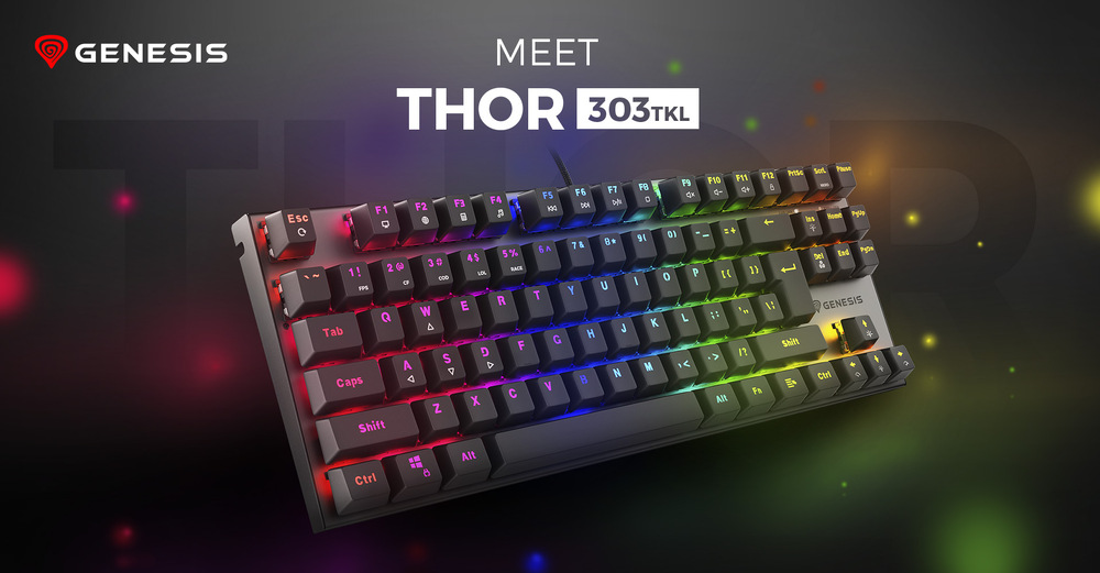 Klávesnica Genesis THOR 303, TKL, CZ/SK layout čierna Genesis THOR 303 TKL RGB Outemu Red SK/SK
