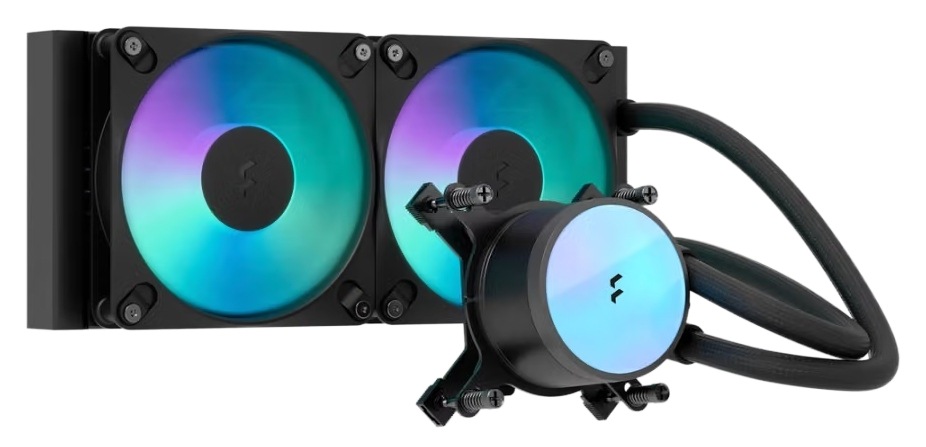 odný chladič FRACTAL DESIGN Radius 240 RGB s 240mm radiátorom, dvoma RGB ventilátormi a blokom pumpy