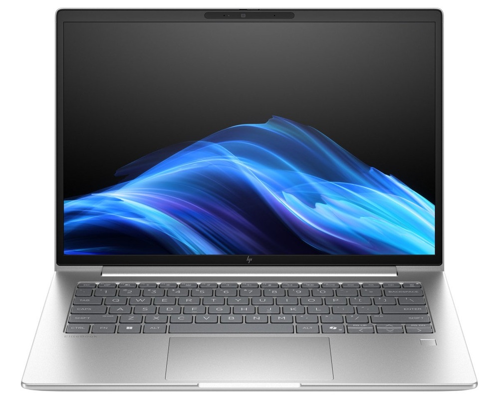 Notebook HP Elitebook 6 G1i 14" strieborný Otvorený a zapnutý notebook HP Elitebook 6 G1i 14" spredu