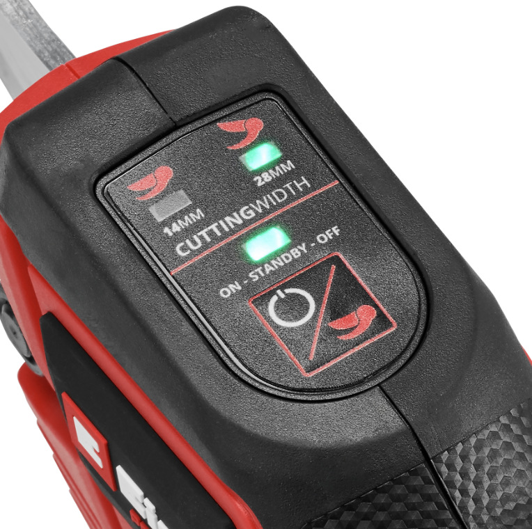 Nožnice na konáre Einhell Professional GP-LS 18/28 Li T BL-Solo (bez baterie) Ovládací panel nožníc Einhell s voľbou roztvorenia čepelí 14 alebo 28 mm