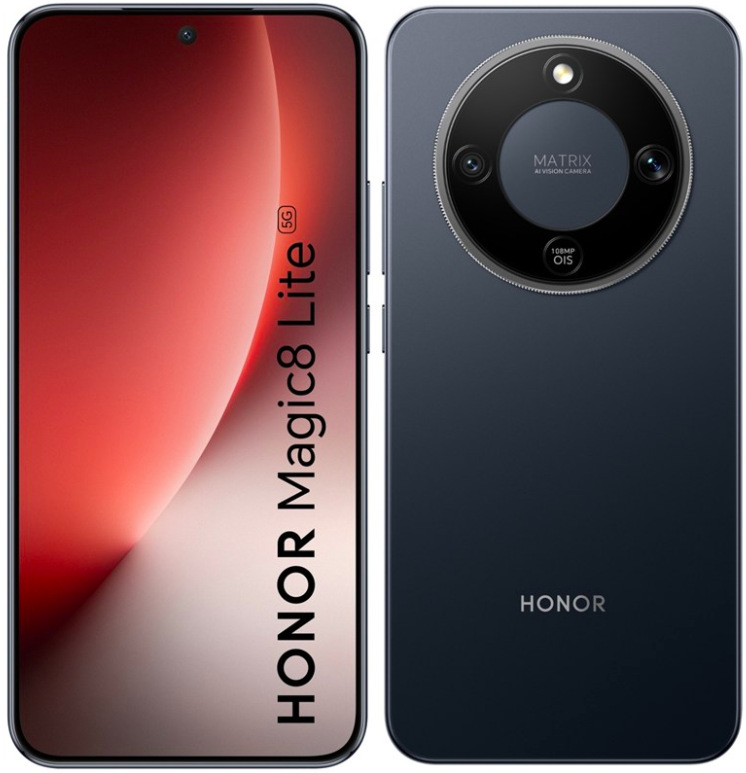 Mobilný telefón HONOR Magic8 Lite 5G so 6,79 palcovým AMOLED displejom a zadným fotoaparátom, čierna farba