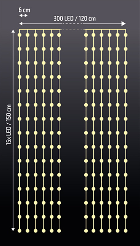 Vianočné osvetlenie Solight záves okenný, strieborný, 300x mini LED, časovač, 8 funkcií, USB Vianočné osvetlenie Solight záves okenný, strieborný, 300x mini LED, časovač, 8 funkcií, USB