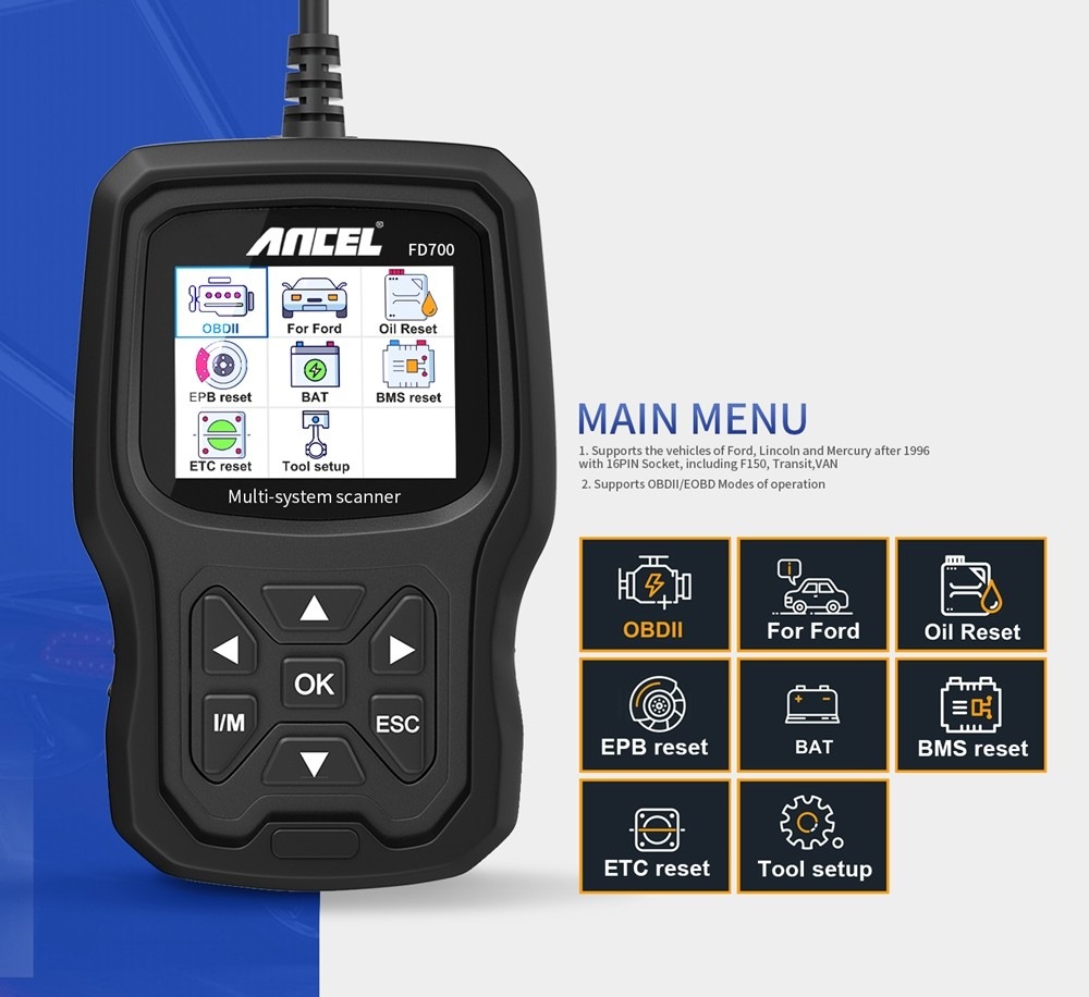 Diagnostika ANCEL FD700 OBD pre Ford