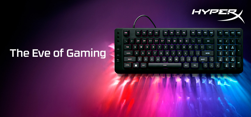 Klávesnica HyperX Eve 1800 – slogan The Eve of Gaming a farebné podsvietenie