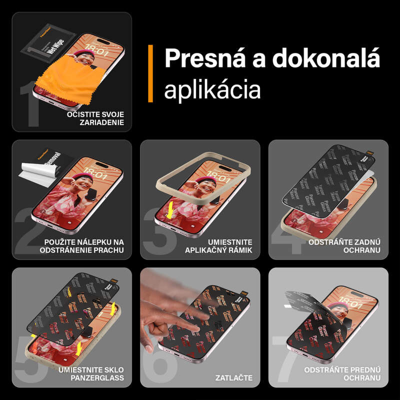 Tvrdené sklo PanzerGlass Ultra-Wide Fit na Apple iPhone 15 Pro s instalačním rámečkem Tvrdené sklo PanzerGlass Ultra-Wide Fit na Apple iPhone 15 Pro s instalačním rámečkem