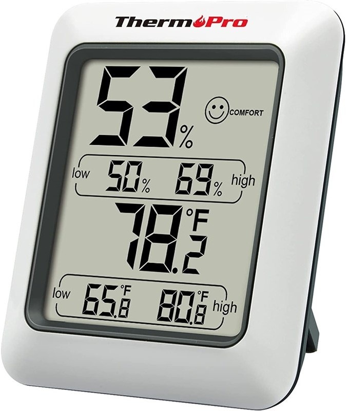 Teplomer s vlhkomerom ThermoPro TP-50 zaznamenáva teplotu a vlhkosť v interiéri