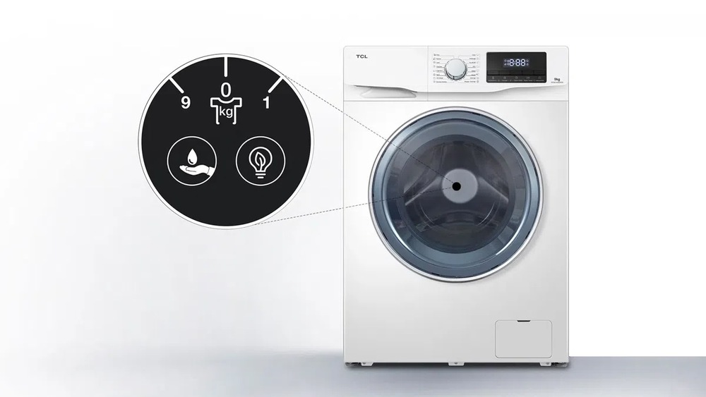 Práčka TCL FF0844WA0CZ biela račka TCL FF0924WA2CZ zváži vašu bielizeň pomocou digitálnych váh a potom automaticky vypočítava spotrebu vody a dobu trvania cyklu podľa množstva bielizne vo vnútri bubna.