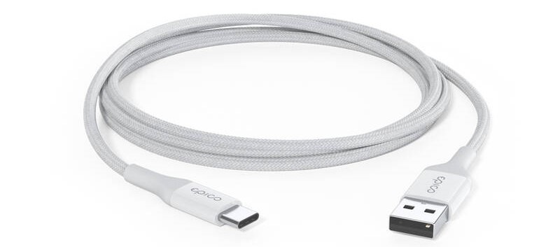 Kábel Epico Braided, USB-C/USB-A, 1.2m - biely