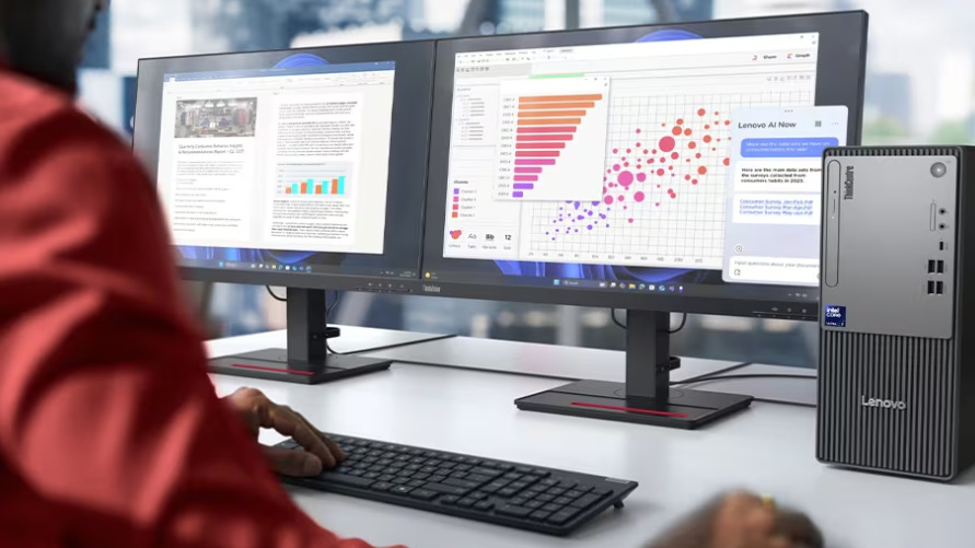 Stolný počítač Lenovo ThinkCentre neo 50t Gen 6 čierny/sivý Lenovo ThinkCentre neo 50t Gen 6 si vedie perfektne z hľadiska chladenia aj tichosti